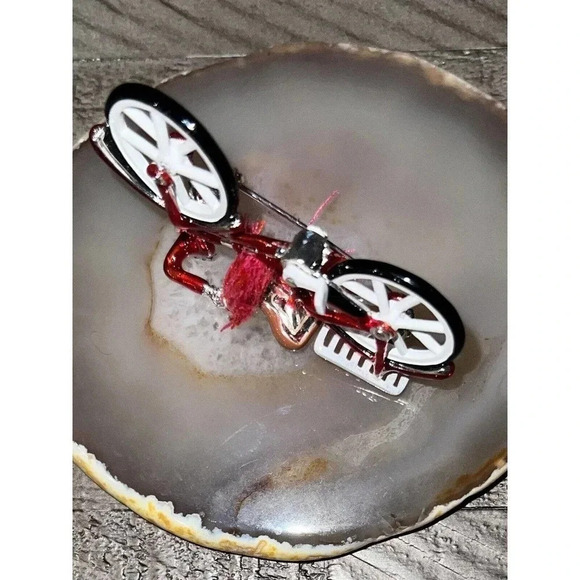 Napier Bicycle Brooch Bike Red Retro Bike Brooch Articulated Movement - Picture 5 of 7